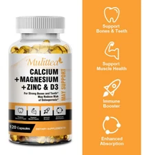 Calcium Magnesium Zinc w/ Vitamin D3 Strong For Bone Health Muscle Improvement