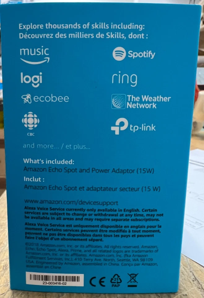 Amazon Echo Spot Smart Alarm Clock with Alexa - White (/RT6-23637-23-003416-02 - Image 4 of 4