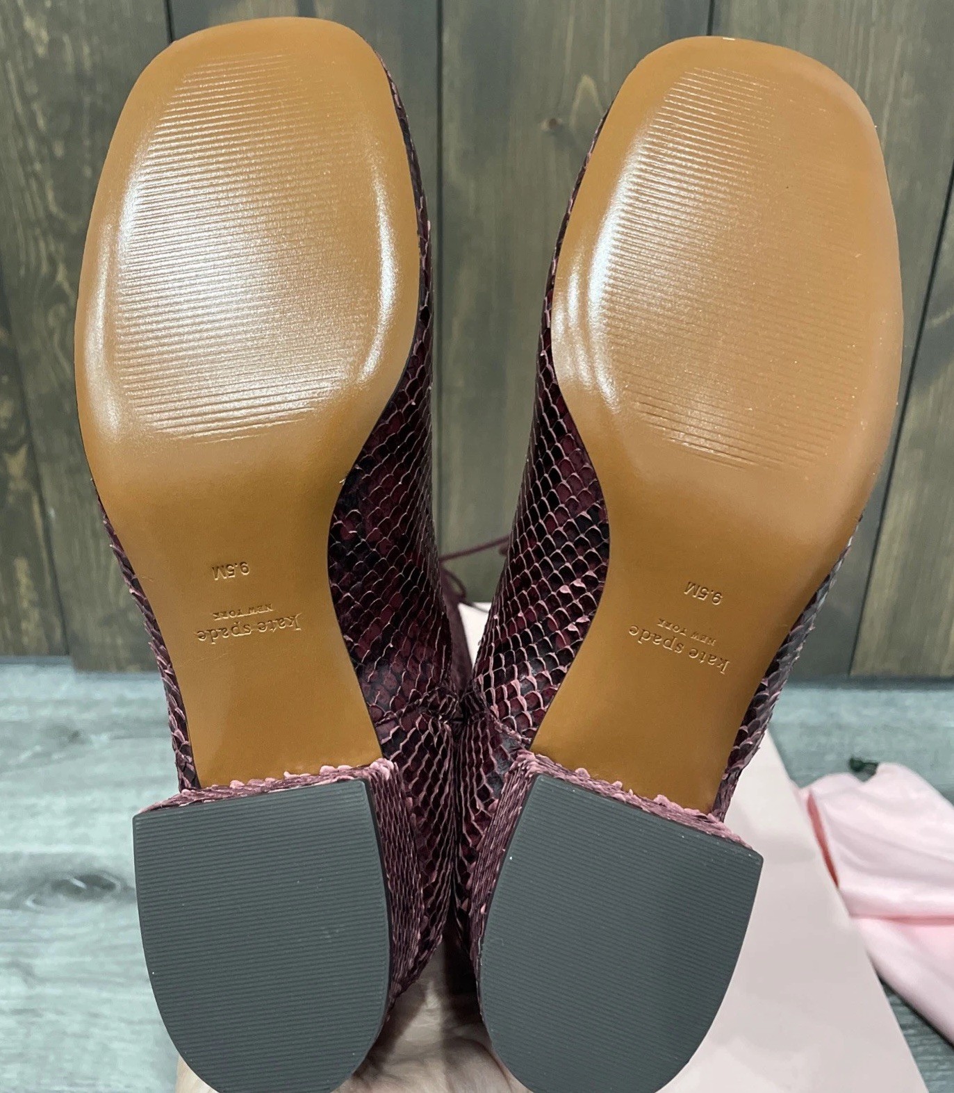 NEW Kate Spade Lake Snake-Embossed Leather Knee High Boots Burgundy Women 9.5M thumbnail 8