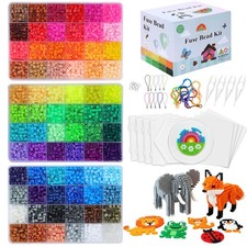 Fuse Beads Kit 15000 Pcs 72 Colors 5mm Beads Craft Kit Including Pegboard, Me...