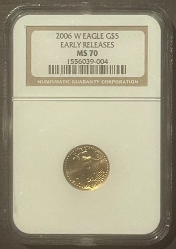 2006-W American Eagle $5 GOLD NGC MS70 ER  : BU GEM Coin 1/10 Oz Bullion : 10444