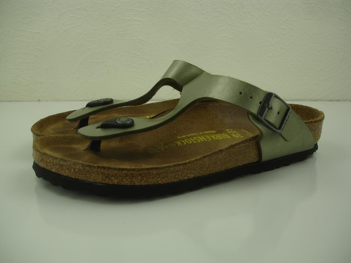 サンダル・ミュール BIRKENSTOCK Women Sandals L1029303 Green Women's 8 M W Birkenstock 39 Gizeh Metallic Green Birko-Flor