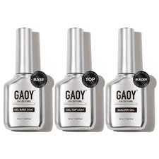 Gel Top Coat, Builder Gel and Base Coat Set, 3 Pcs 16Ml Clear Glossy No Wipe Com