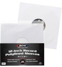 50 BCW Polylined Inner Sleeves 12" Vinyl Record LP 33 RPM Acid-Free Protection