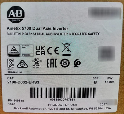 2198-D032-ERS3 /B Kinetix 5700 Dual Axis Inverter New Allen Bradley