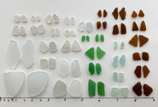 70 pc Beach Sea Glass 35 Pair Seaglass Aqua Green Surf Tumbled Frosted Craft B2