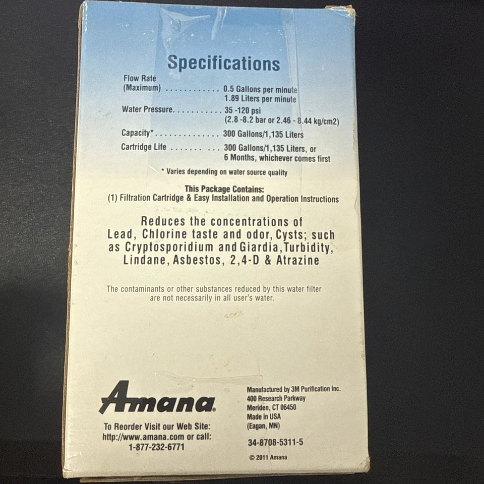Amana Clean 'n Clear Refrigerator Replacement Cartridge Filter WF401S Model WF40 - Image 3 of 4