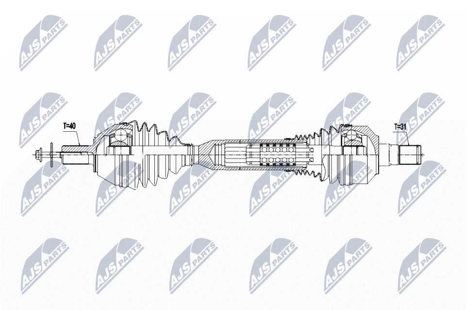 NTY Drive Shaft NPW-VV-148 For Volvo Front Axle Left, Length 537 mm - Image 4