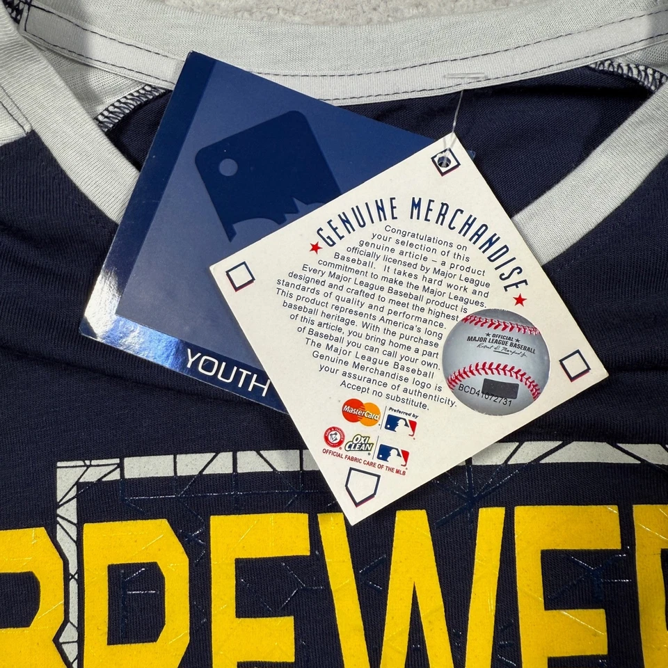 MLB Milwaukee Brewers Camiseta Raglán Camiseta Gráfica de Béisbol Juvenil L Nueva con Etiquetas Foto 2 de 4