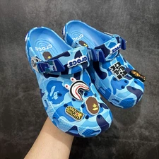 NEW Crocs Classic Clog x BAPE ABC Camo Blue Sandals, Unisex Full Size
