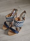 Coach Women’s Blue Woven Leather Slingback Open Toe Buckle Heels 8B — photo 1