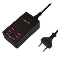 LogiLink PA0139 USB LadegeräT 32 W 6X USB-A Schwarz Innenbereich Auto-Detect