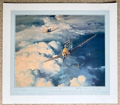 Robert Taylor HORRIDO! 10 Signatures! 1225 Victories! AP Aviation Art Print - Image 1 of 4