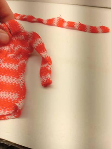Vintage Barbie Clone Maddie Mod Orange & White Stripe Knit Dress w/ Scarf - Picture 12 of 18