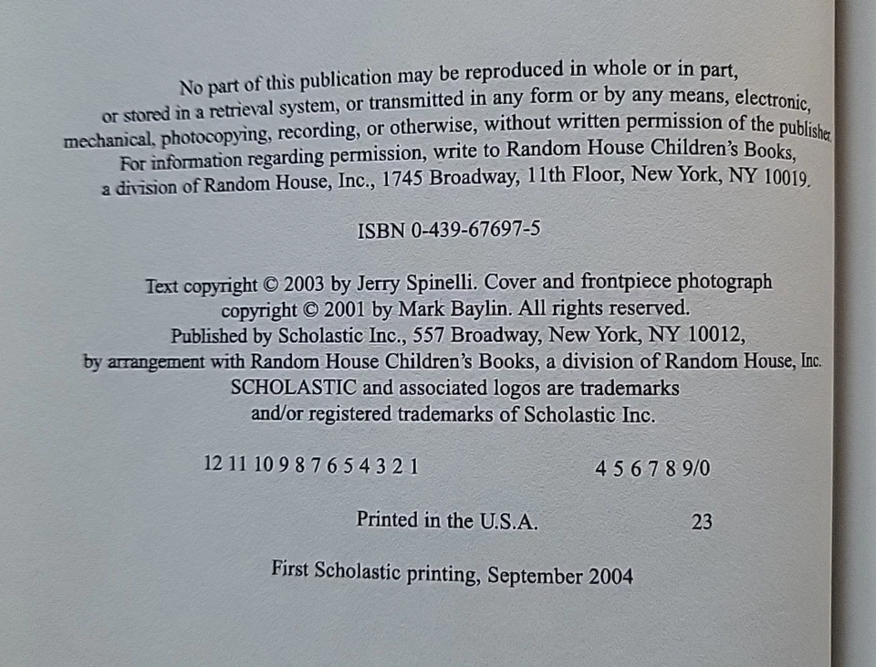 New! 2004 MILKWEED b Jerry Spinelli Scholastic : 1st print HB children's book - Image 4 of 4