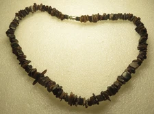 Hawaiian 1970s Jewelry Pukka Shell Dark Brown 16" Beaded Hawaii Surfer Necklace