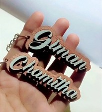 Personalized Wooden Name Keychain Custom Engraved Key Tag Gift