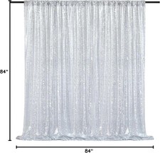 Silver Sequin Backdrop 7Ft X 7Ft Glitter Photo Booth Backdrop Curtains for Weddi