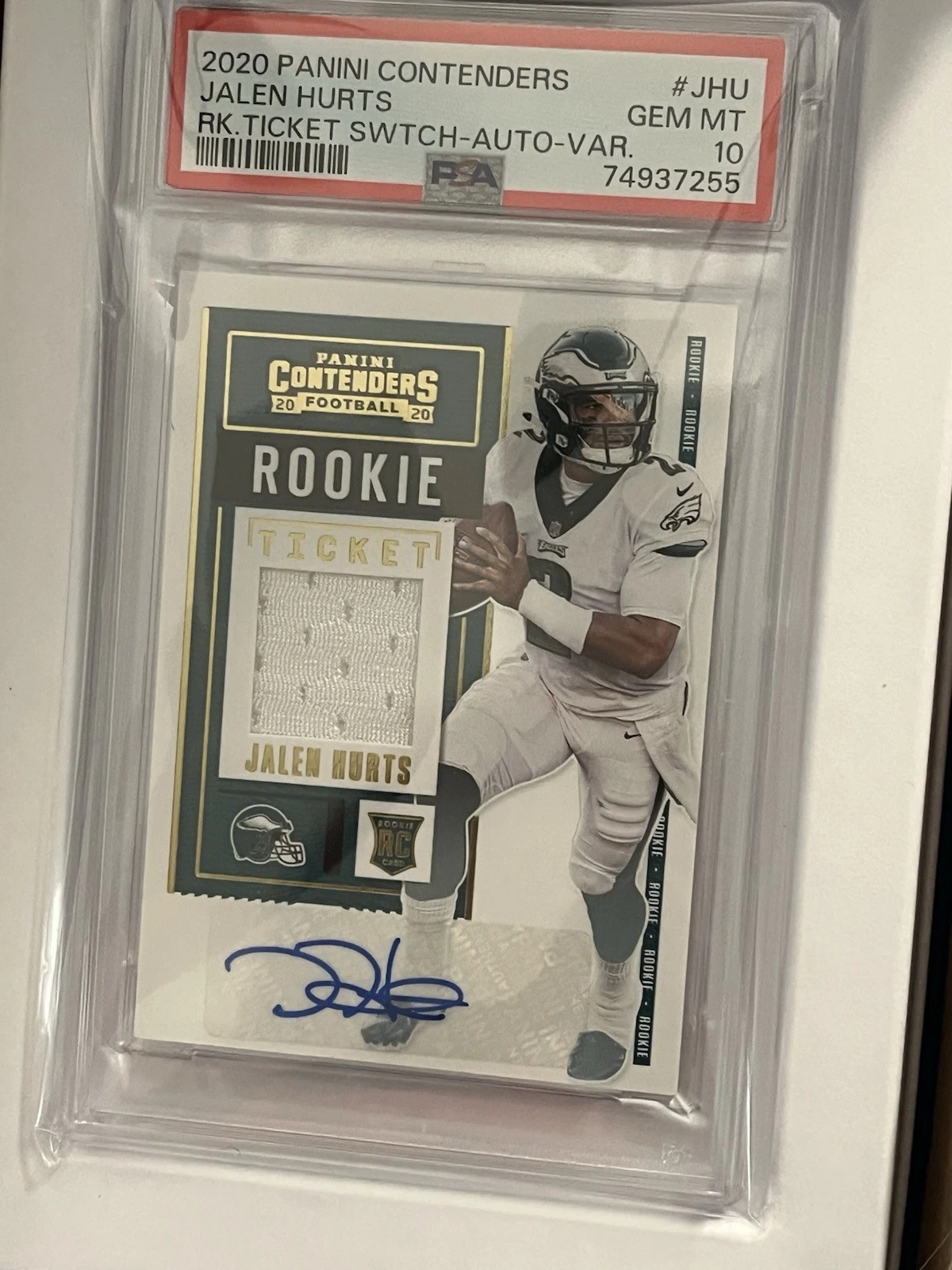 Jalen Hurts Panini Contenders Rookie Ticket Swatches #JHU Autograph-Variation