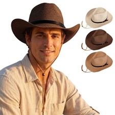 Men's Western Cowboy Rodeo Hat Ranch Style Cowboy Hat Straw Cap Sombrero Vaquero