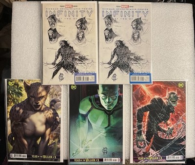 Lot 5x JIM CHEUNG signed Infinity Luther Batman Cheetah Avengers NM Villain