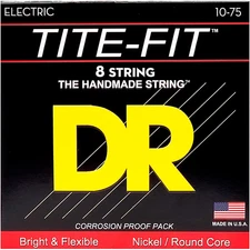 DR Strings Tite-Fit Nickel Plated Medium 8-String Electric Guitar Strings 10-75