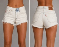 90s Vintage Womens Levis Strauss White Shorts 501 original riveted