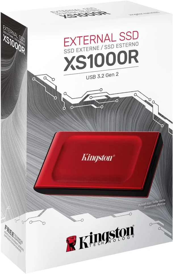 Kingston XS1000 2TB External SSD USB 3.2 Gen 2 Portable Solid State Drive Red -S - Image 2 of 4