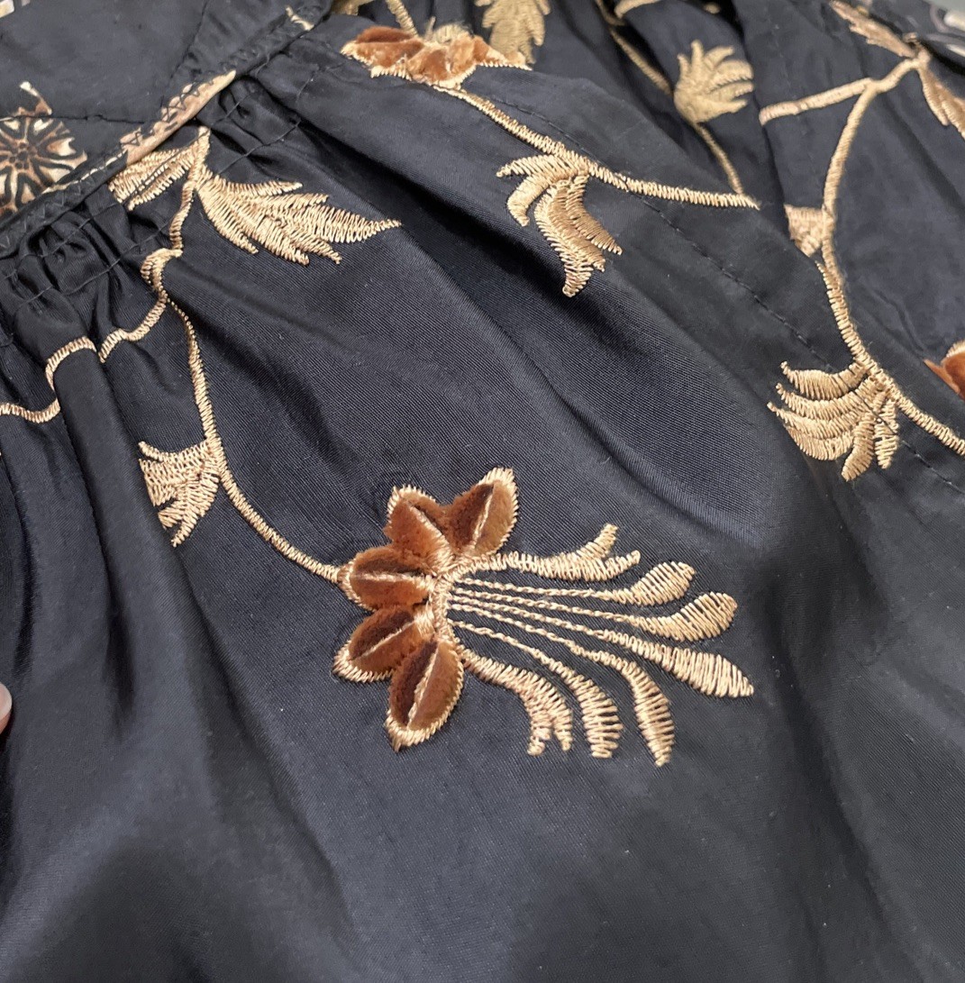 Upcycled Patchwork Silk Jacket Size Large Black E… - image 11