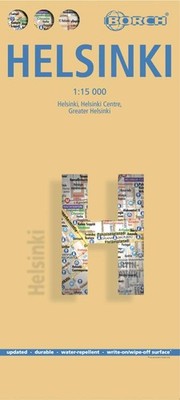 Helsinki Map by Borch, Laminated (English, French and German Edition) (English,