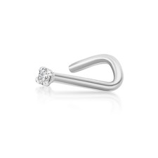 22 Gauge 0.01 Carat Diamond Curved Screw Nose Ring for Women in 14K White Gold