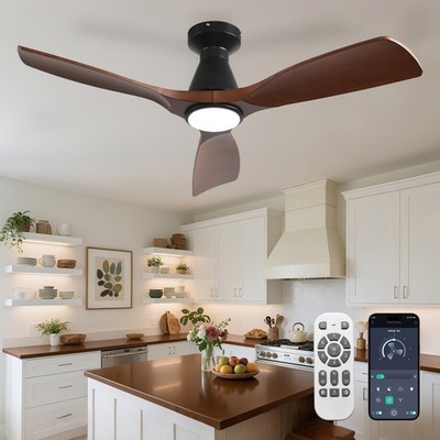 DLLT 42-Inch Ceiling Fans with Lights: Flush Mount Ceiling Fan 3 Blades for I...