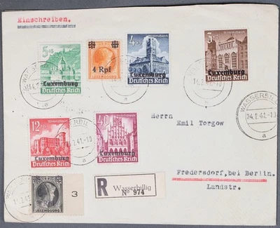 MayfairStamps Germany 1941 Luxembourg Wassebillig Registered to Berlin Cover cca - Image 1 of 2