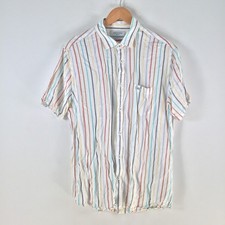 Industrie mens button up shirt size M classic white striped short sleeve 120173
