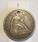 1859-O United States Seated Liberty Silver Dollar $1 hole #I