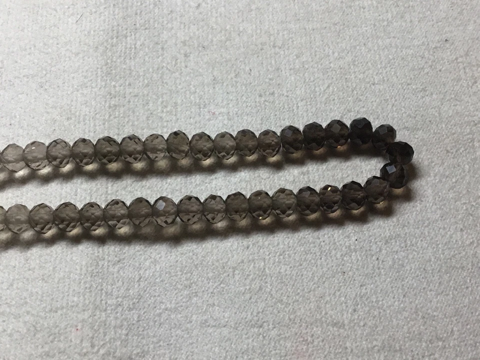 FINEST, Shaded Smoky Quartz-Light-medium,3MM FACETED ROUND BEADED STRAND,16inch. - Image 2 of 4