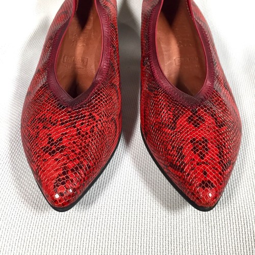 Hispanitas Leather Shoes Heels Pumps Snakeskin Dark Red Chunky Heel 39.5 US 9 - Picture 8 of 12