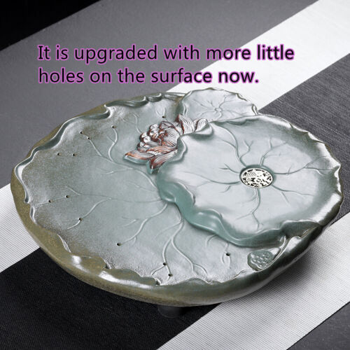 New Handmade Carved Lotus Reservoir Tea Tray Pottery Heavy Tea Table For Tea Set - Picture 2 of 11
