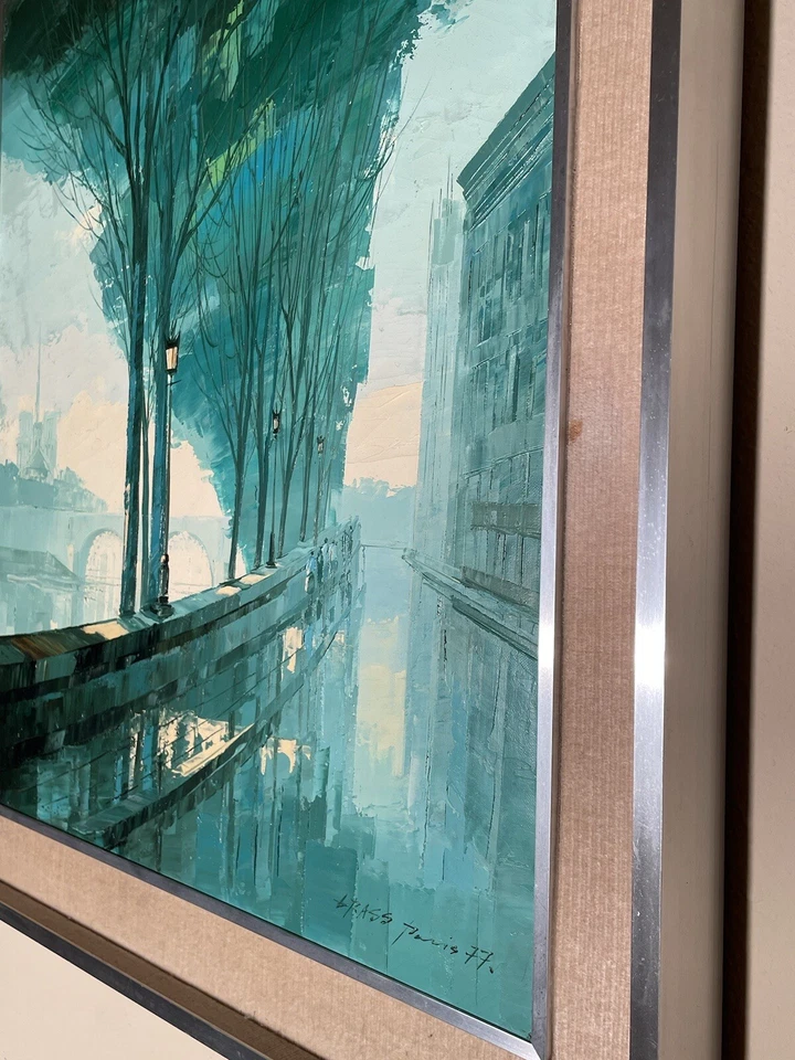 STUNNING IMPRESSIONIST IMPASTO PARIS ALONG SEINE RIVER/NOTRE DAME CATHEDRAL 1977 - Image 3 of 4