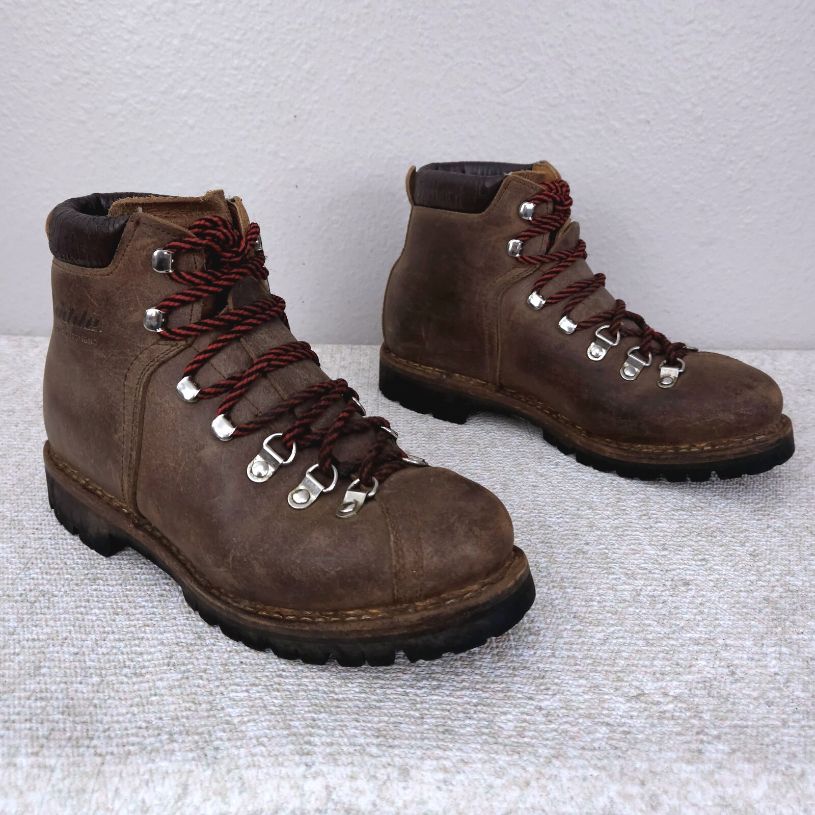 Vtg RAICHLE Brown Leather Mountaineering Hiking Boots Men’s 6.5 Women's