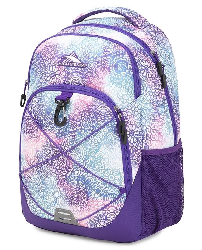 High Sierra Brees Purple Laptop Computer Backpack~NEW~Loop~Daypack~Padded~Flower