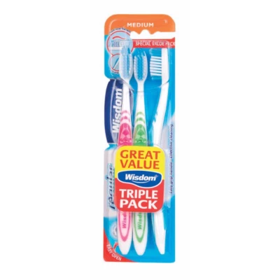 Wisdom Regular Plus Medium Triple-Pack Toothbrush