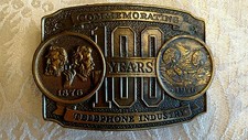 Vintage Telephone Industry Phone Belt Buckle Commemorating 100 Years 1876-1976