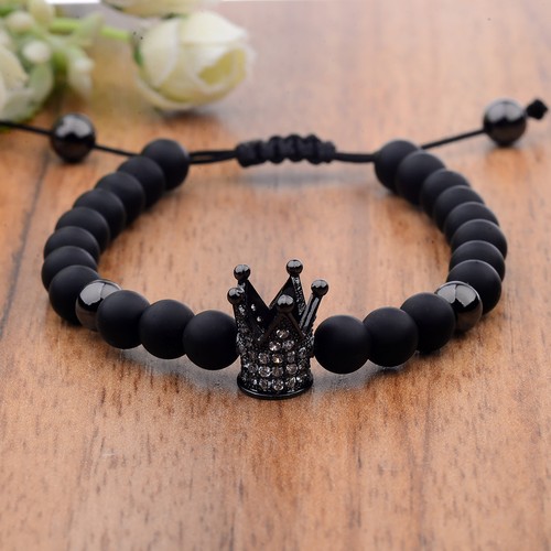 Imperial Zircon Crown Charm Men Bracelets Natural Stone Beads Jewelry Xmas Gifts - Picture 22 of 56