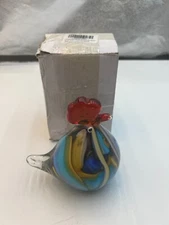 QFkris Glass Rooster Figurine Collectibles Hand Blown Art Glass Cock Animals 