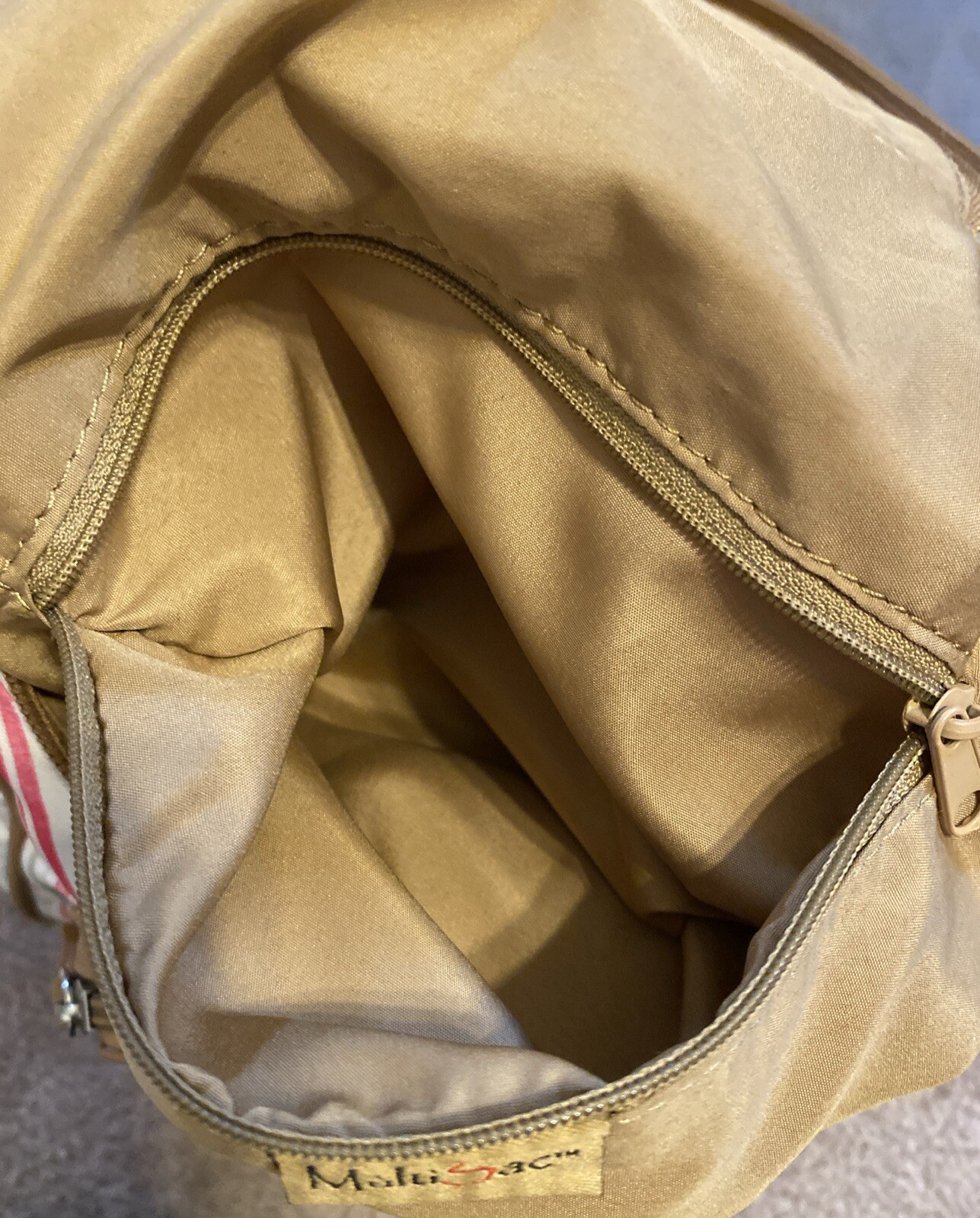 MultiSac Adjustable Mini Backpack Striped Tan Acc… - image 5