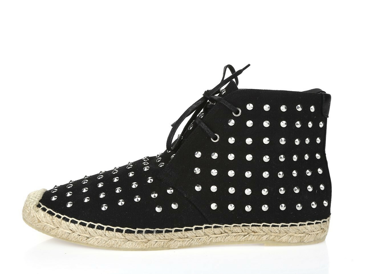 YVES SAINT LAURENT 228456 Espadrillas alte in tela con borchie nere tg. 39