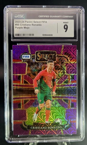 2023-24 Panini Select FIFA Cristiano Ronaldo Purple Mojo CGC 9