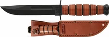 KA-BAR 1251 SHORT Tactical Knife, USA Made, Straight Edge, Brown Leather Sheath