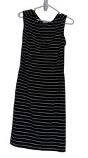 Calvin Klein Womens Knit Bodycon Dress Sz 6 Black White Stripe